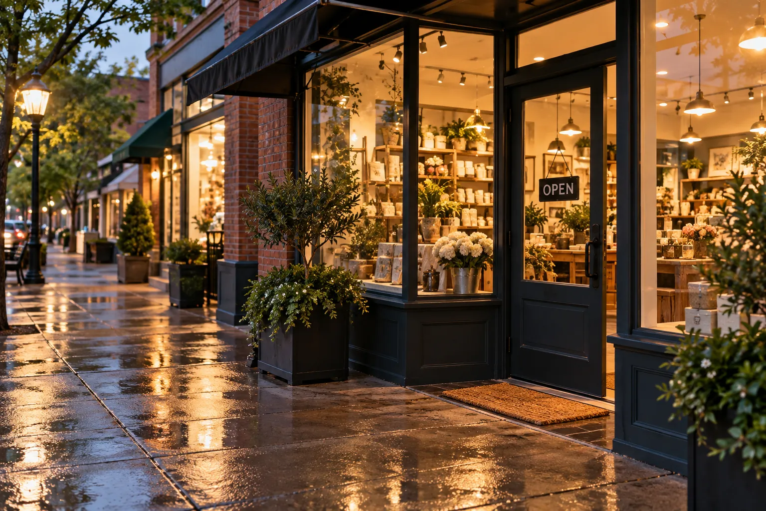 Neighborhood retail storefront ready to welcome customers
