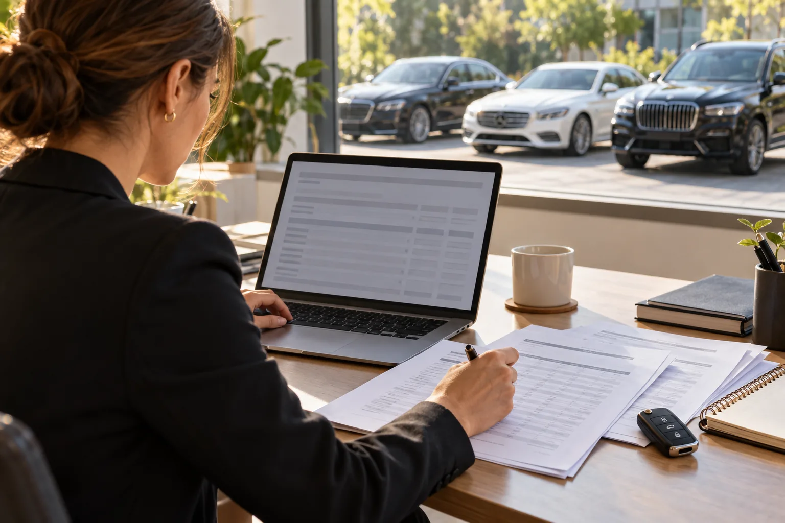 Rideshare business owner preparing passenger vehicle schedules for an insurance request